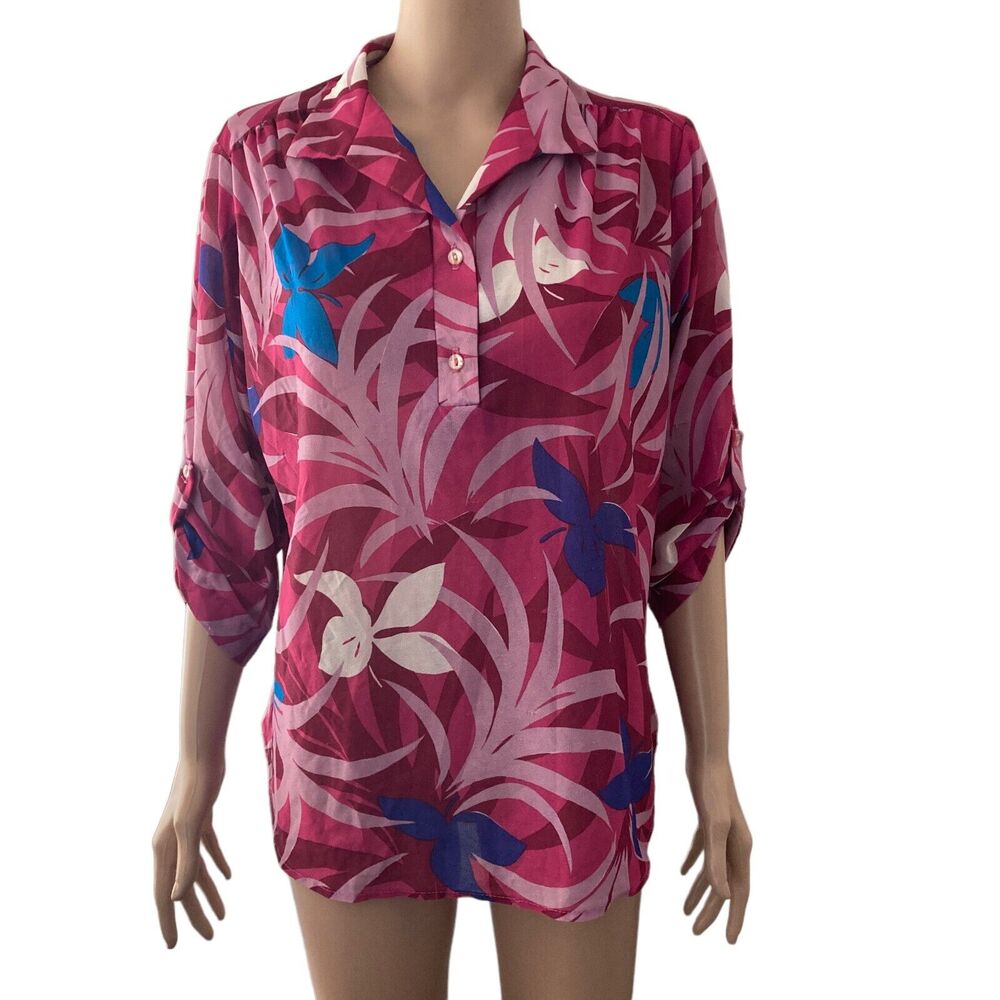 Vintags Teddi of California blouse Womens 14 Floral multicolored pullover